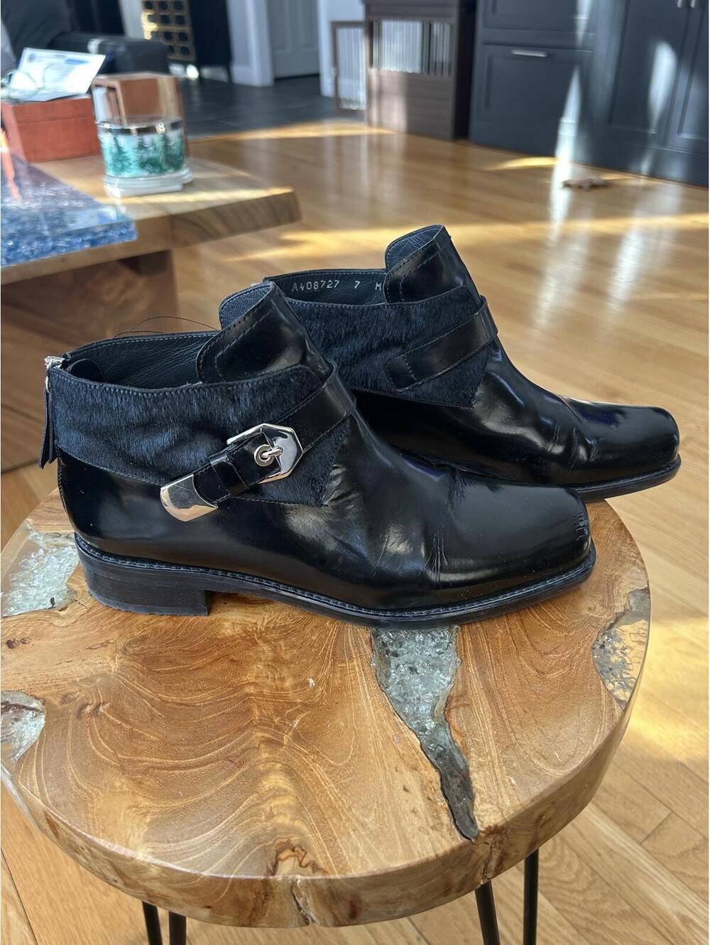 STUART WEITZMAN Negev Leather and Calf Hair Bootie